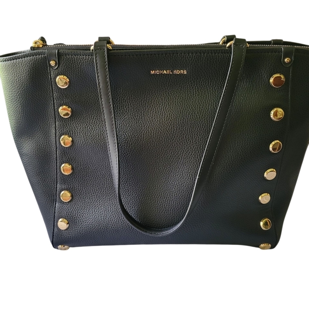 Michael Kors Black and Gold Studded Tote - Picture 2 of 9